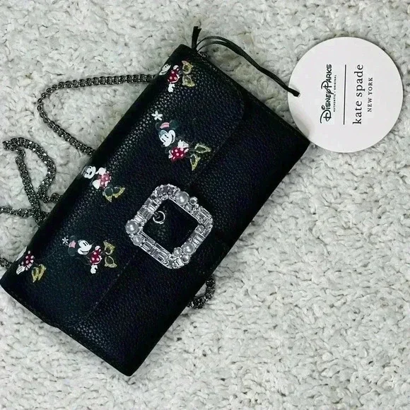 KATE SPADE DISNEY PARKS MINNIE MOUSE LEATHER WALLET CROSSBODY BAG NWT - Picture 4 of 13